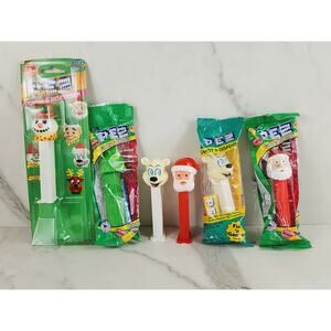 Christmas Pez Candy Dispenser Santa Claus Snowman Tree Polar Bear x6 Vintage